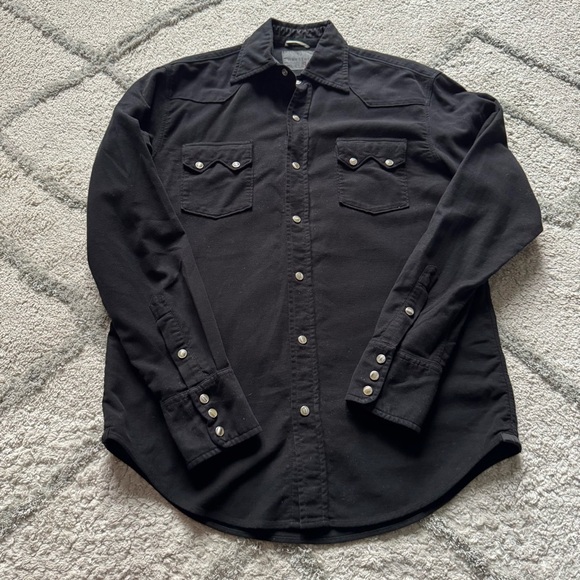Hartford Shirt black western cowboy Button front shirt snap button small - Picture 1 of 7